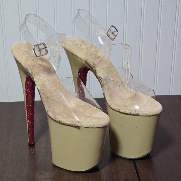 Pleaser Flamingo 808 NudeBoutin Custom 8" Heels Never Worn - Picture 2 of 5